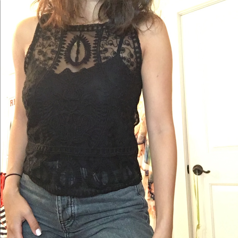 Black lacy top